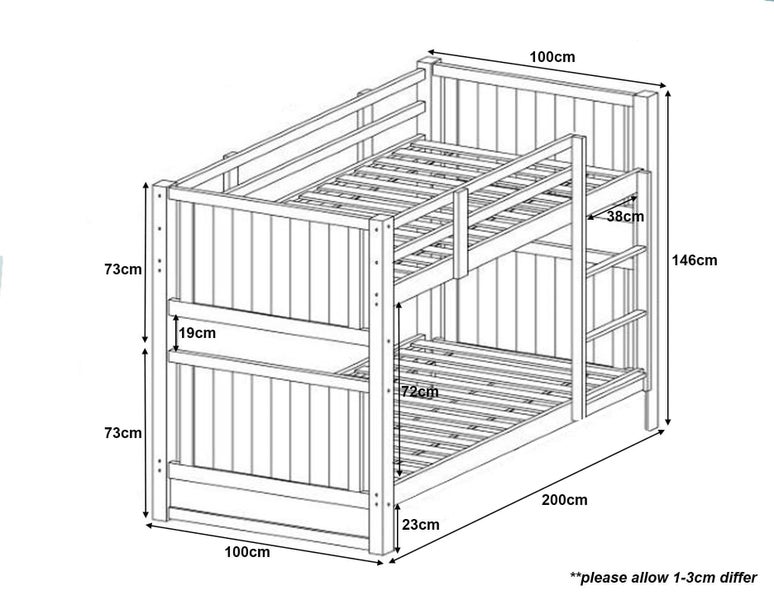 Bunk Bed White Solid Pine With 2x Mattress Carousel 8
