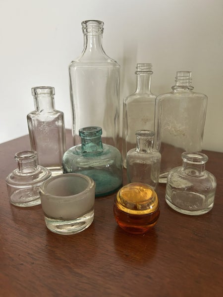 Collection of 10 antique mixed use bottles/inkwells Carousel 1