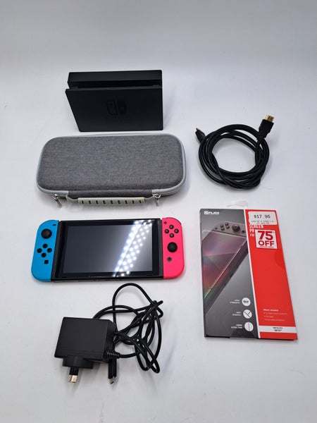 * Blue / Pink Nintendo Switch V2 Console w/ Case & New Screen Protector! * Carousel 1