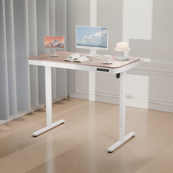 ErgoLift Single Motor Sit Stand Desk with Drawer Maple 1.2m Carousel 1