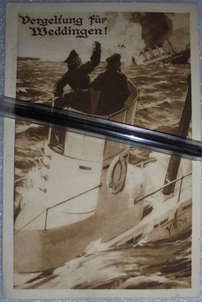 WWI German postcard, U-20 sinking the RMS Lusitania Carousel 1