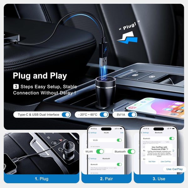 Wireless Apple Carplay Android Adapter Support Netflix/YouTube63617775369857114