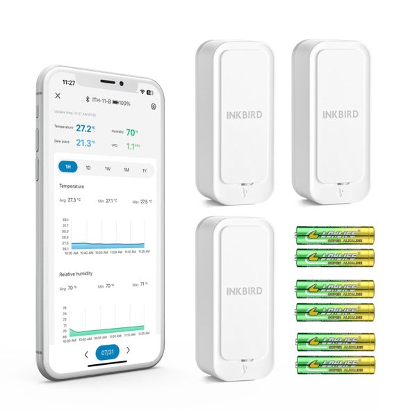 INKBIRD Bluetooth Thermo-hygrometer ITH-11-B 3-Sensor Pack Carousel 1
