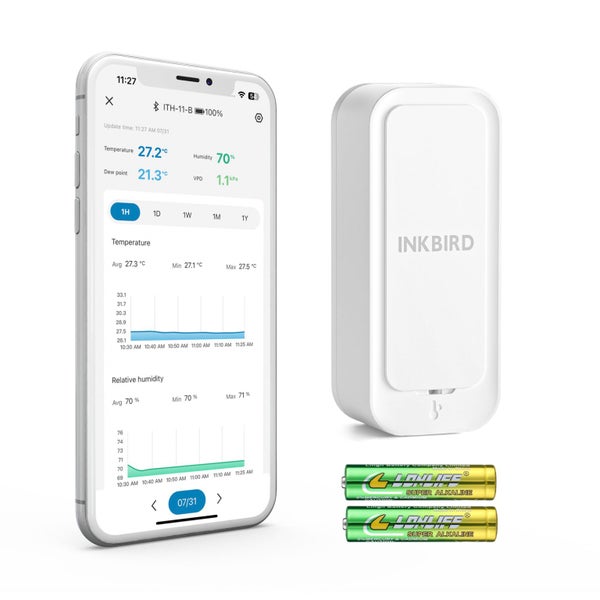 INKBIRD ITH-11-B Bluetooth Thermo-hygrometer 1-Sensor Pack Carousel 1