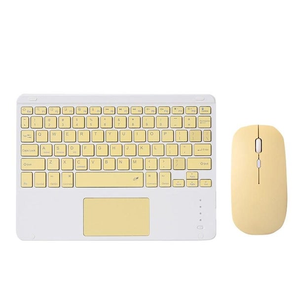 9.7 Tablet Keyboard With Bluetooth Touchpad & Mouse Set For Ipad Yellow + Carousel 1