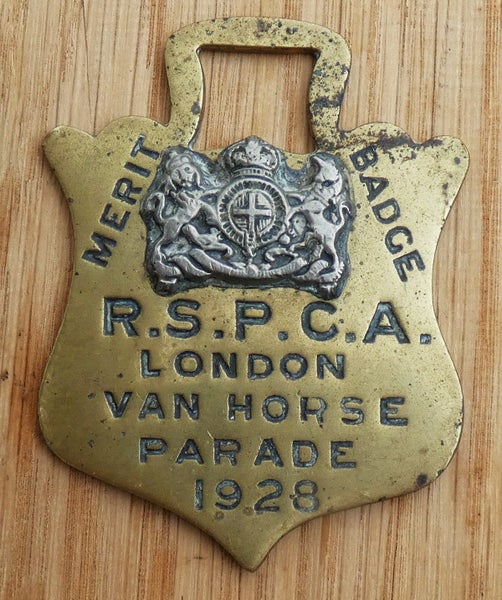 R.S.P.C.A. Horse Brass MERIT BADGE London Van Horse Parade 1928 Genuine ANTIQUE Carousel 1