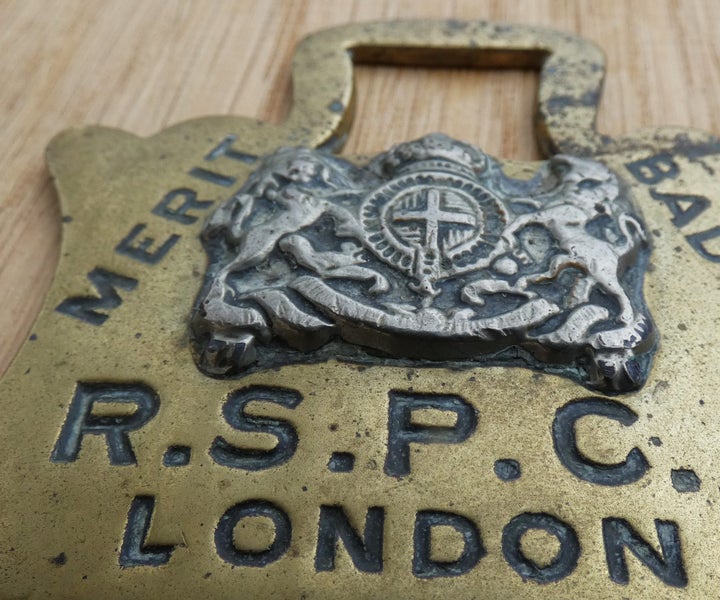 R.S.P.C.A. Horse Brass MERIT BADGE London Van Horse Parade 1928 Genuine ANTIQUE Carousel 2
