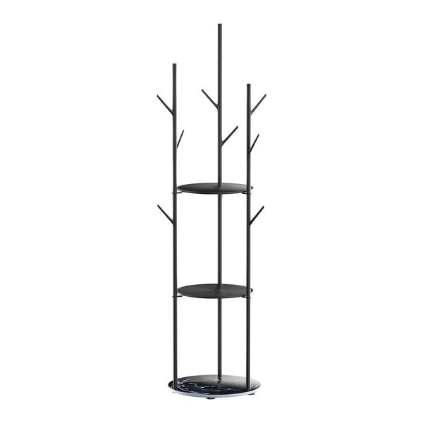 Levede Coat Rack Hat Clothes Stand Hanger Garment Hook Tree Rail Organizer Black Carousel 1