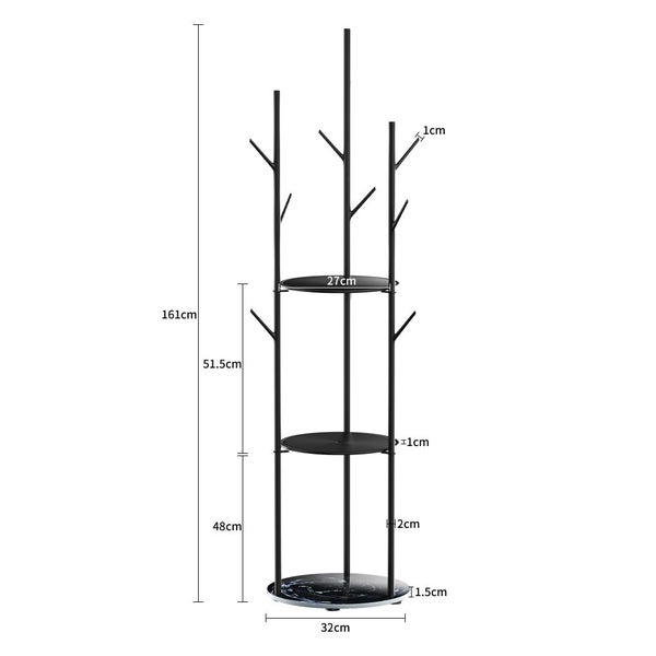 Levede Coat Rack Hat Clothes Stand Hanger Garment Hook Tree Rail Organizer Black Carousel 2