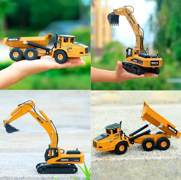 Die-cast Digger Excavator + Dump truck, 1:50, Metal Huina 1611 Carousel 2