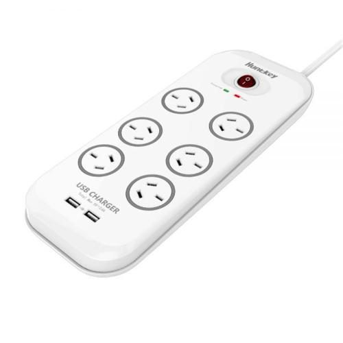 Huntkey SAC607 6 Outlet Surge Protected Powerboard 2 Powered USB Ports (2.4 AMP Carousel 1