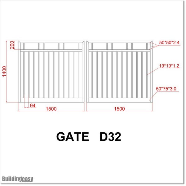 Aluminium Double Swing Gate 3M X 1.4M with Hinges Carousel 2
