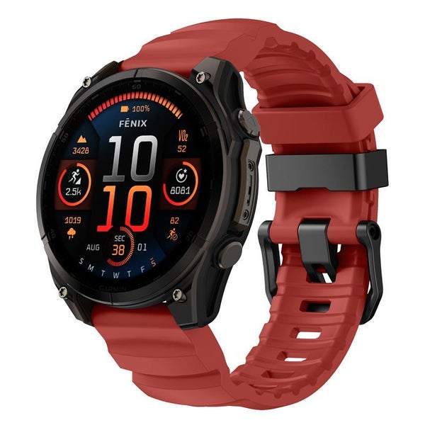 26mm Quickfit Silicone Replacement Sport Strap for Garmin Fenix 8 51mm-Red Carousel 2