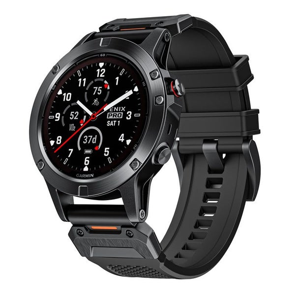 22mm Quick Release Durable Rubber Watch Band for Garmin Fenix 5-Black Carousel 1