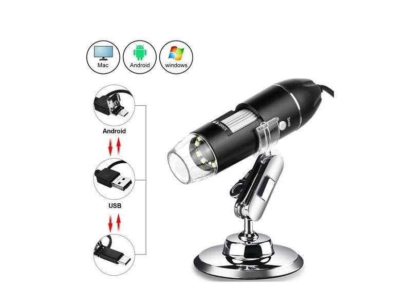 1600X 3in1 Type-C USB Portable Electronic Microscope Camera LED Magnifier For Carousel 1