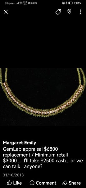 Beautiful Diamond & Peridot Necklace Carousel 1