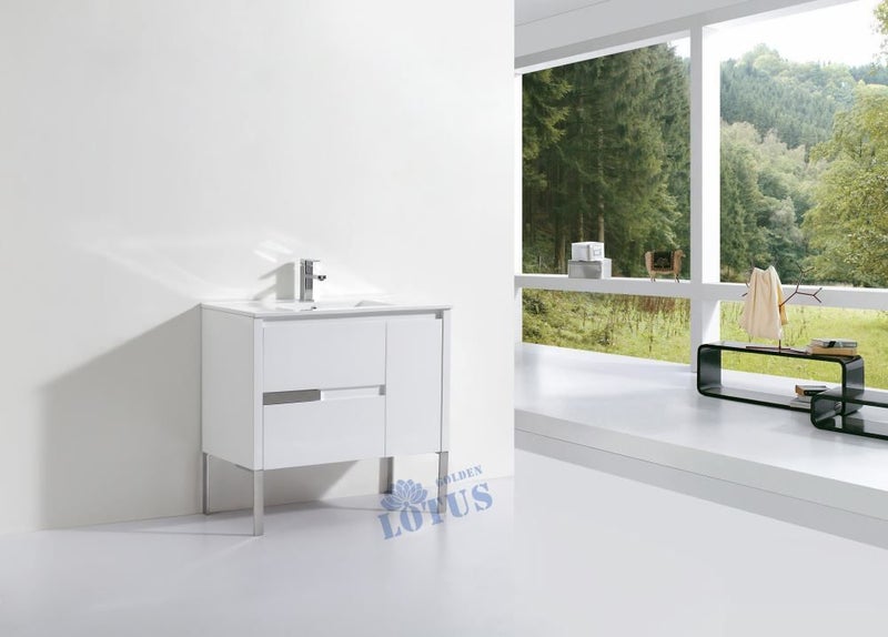 Vanity AVS900 -- White Plywood Vanity 900mm Carousel 1