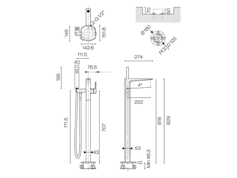 Como Floor Mount Bath Filler Matt Black *Excess Stock* Was $2299 Carousel 3