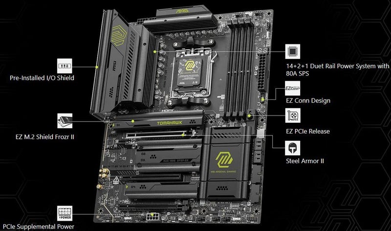 MSI MAG X870E TOMAHAWK WIFI X870 DDR5 AMD AM5 Ryzen ATX Motherboard Carousel 3