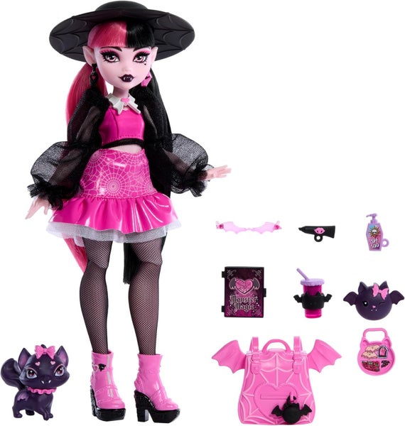 Monster High: Draculaura Doll with Pet Bat-Cat Count Fabulous and Accessories Carousel 2