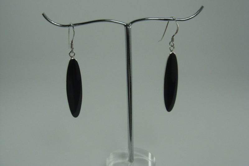 Earrings | Dangle | Long Oval | Onxy | 925 Sterling Silver #694 Carousel 1
