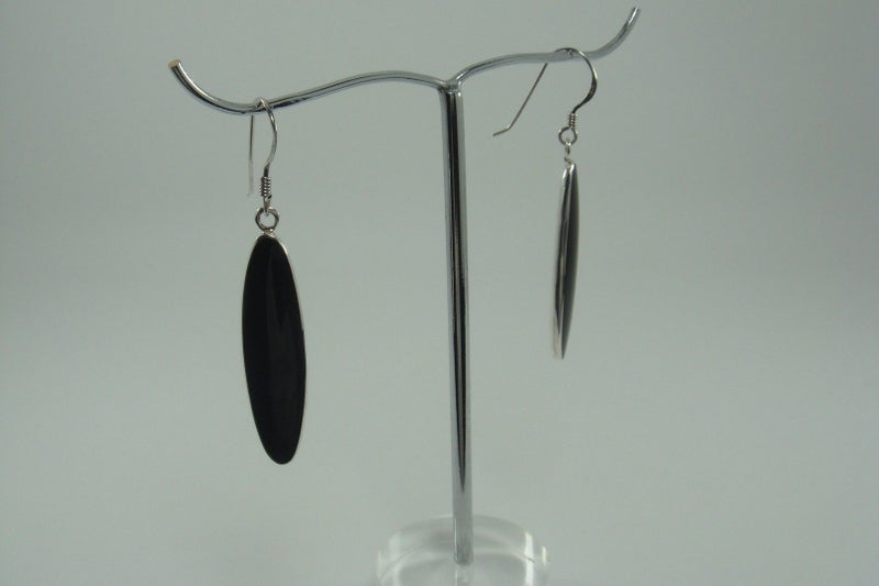 Earrings | Dangle | Long Oval | Onxy | 925 Sterling Silver #694 Carousel 2
