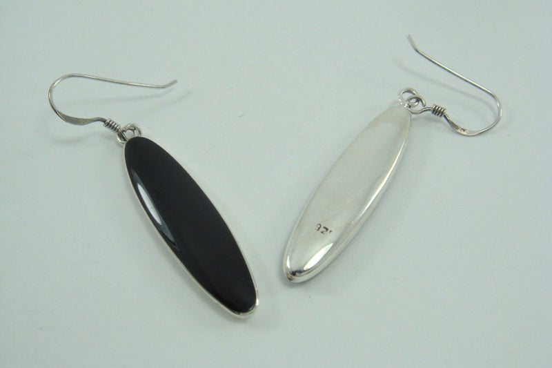 Earrings | Dangle | Long Oval | Onxy | 925 Sterling Silver #694 Carousel 5
