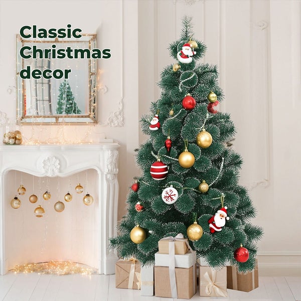 Santaco 1.8m Snow Flocked Christmas Tree Artificial Indoor Outdoor Xmas Decor Carousel 9