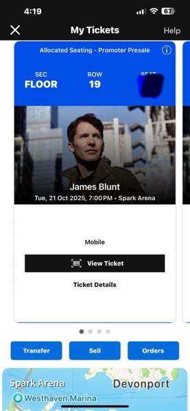 TWO TICKETS JAMES BLUNT AUCKLAND Carousel 1
