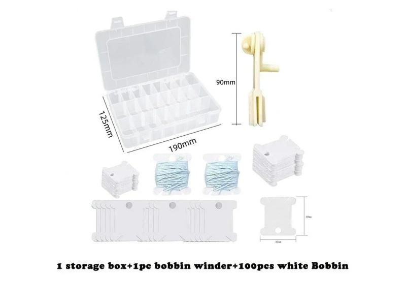 Plastic Bobbins Set With Storage Box Spool Thread Card Embroidery Floss DIY Carousel 1