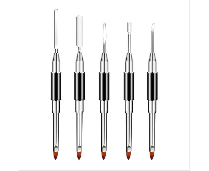 5 Pcs Dual-Ended Poly Nail Gel Brush & Picker, 2 in 1 Design Nail Pusher Peel Carousel 1