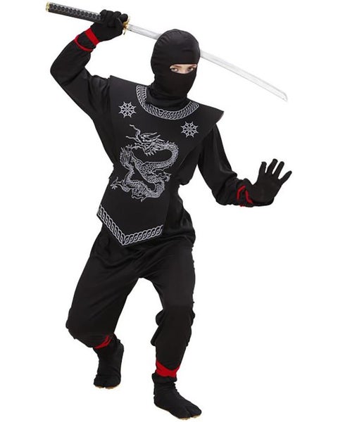 Stealthy Black Ninja Boys Costume Carousel 1