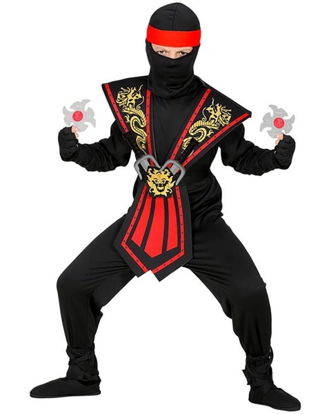 Red Kombat Ninja with Weapons Boys Costume Carousel 1