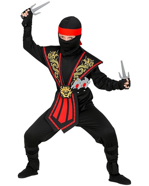 Red Kombat Ninja with Weapons Boys Costume Carousel 2