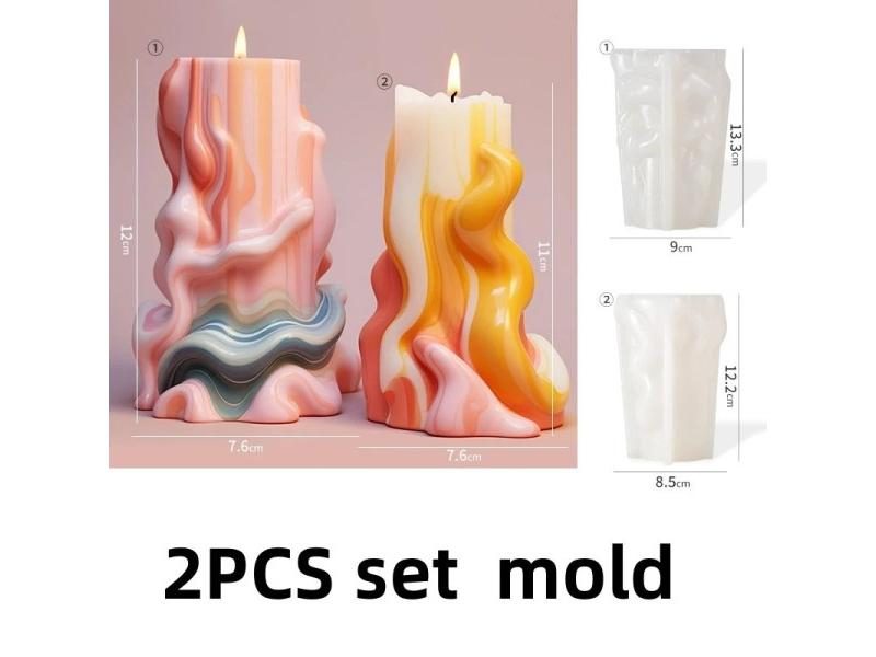DIY Pattern Carving Cylindrical Candle Silicone Mold Unique Wave Pattern Roman Carousel 1
