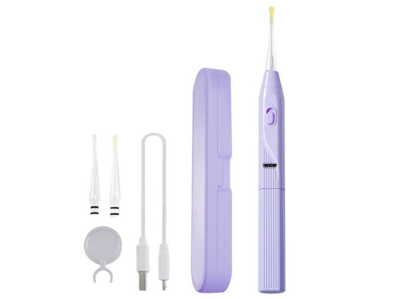 LED Lighted Ear Cleaner Kit USB Rechargeable Ear Wax Removal Tool Purple Carousel 1