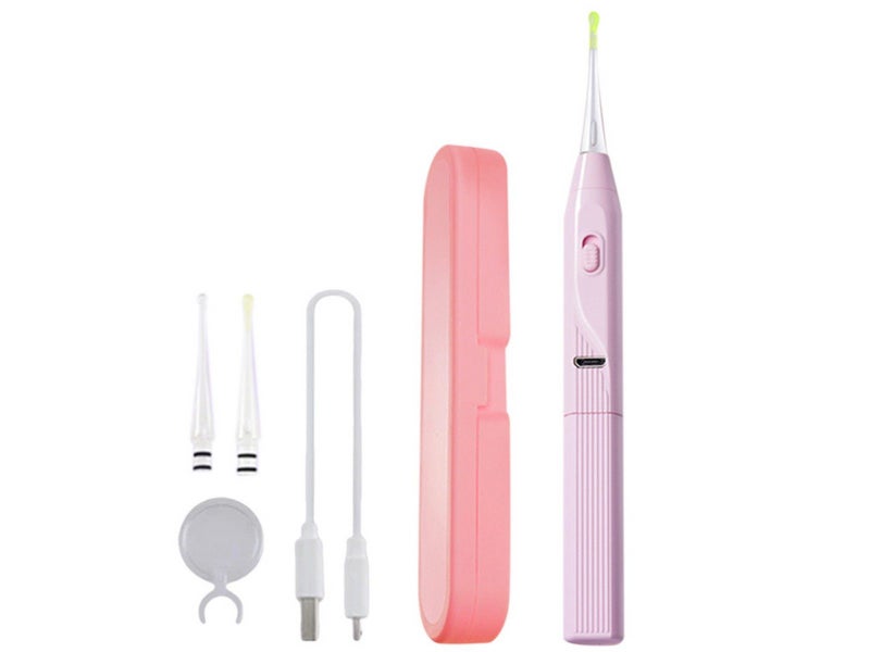 LED Lighted Ear Cleaner Kit USB Rechargeable Ear Wax Removal Tool Pink Carousel 1