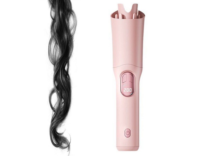 2-Way Rotation Automatic Curling Iron with 3 Temperatures Curling Iron Pink Carousel 6
