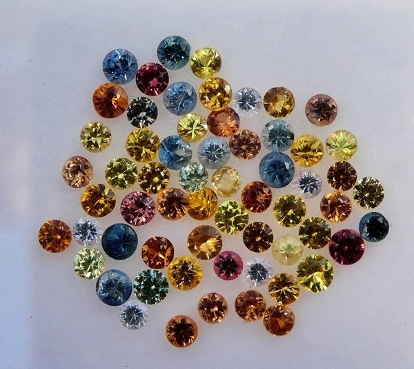 $1RE 3.48CT Buy Now $1450 ROUND DIAMOND CUT 100% NATURAL MULTICOLOR SAPPHIRE LOT Carousel 1