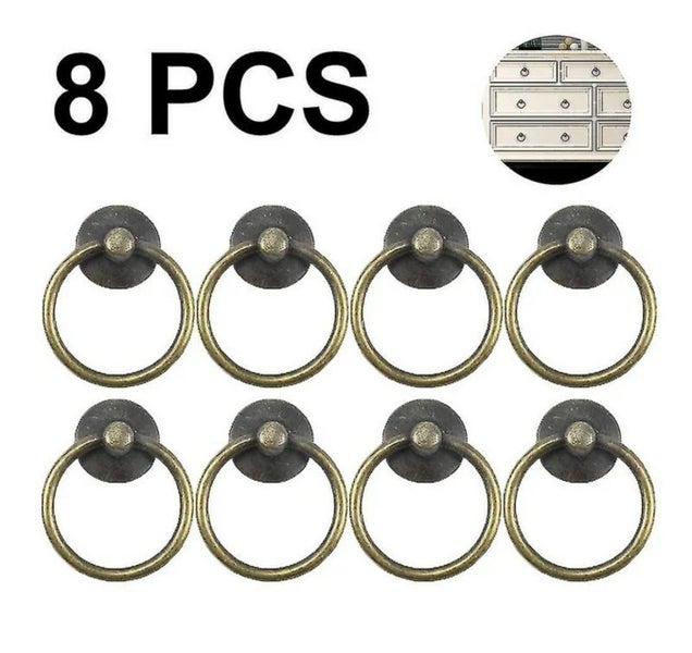 8pcs Vintage Cabinet Ring Knobs Antique Drawer Pulls Handle Carousel 2