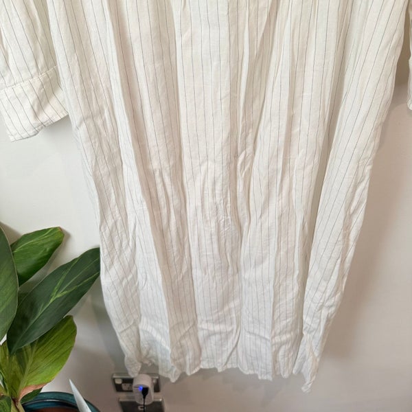 Laing (NZ) Size S White Pinstripe Longline Shirt Dress Carousel 11