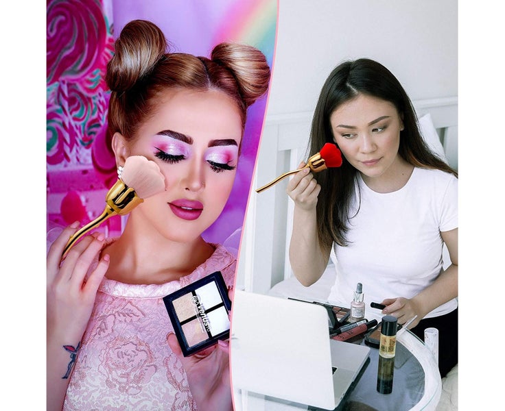 2 Pieces Rose Flower Makeup Brush Flower Blush Brush Extra Large Face Powder Carousel 5
