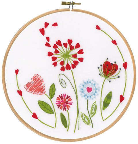 Vervaco Embroidery kit with ring Flowers Carousel 1