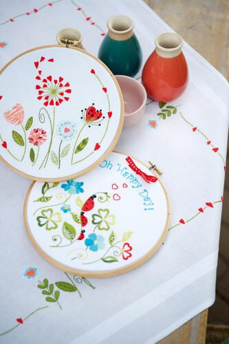 Vervaco Embroidery kit with ring Flowers Carousel 2
