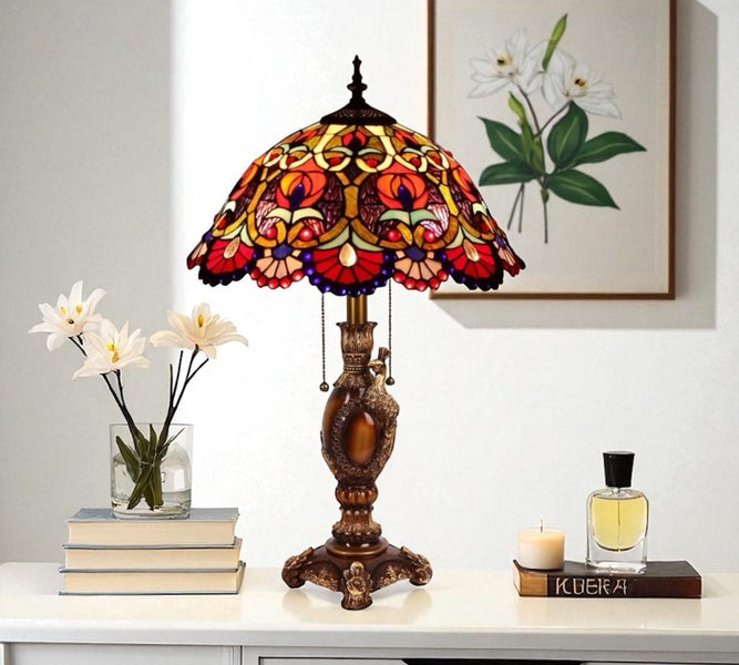 Tiffany Table Lamp (with 16" large 40cm lamp shade) Carousel 1
