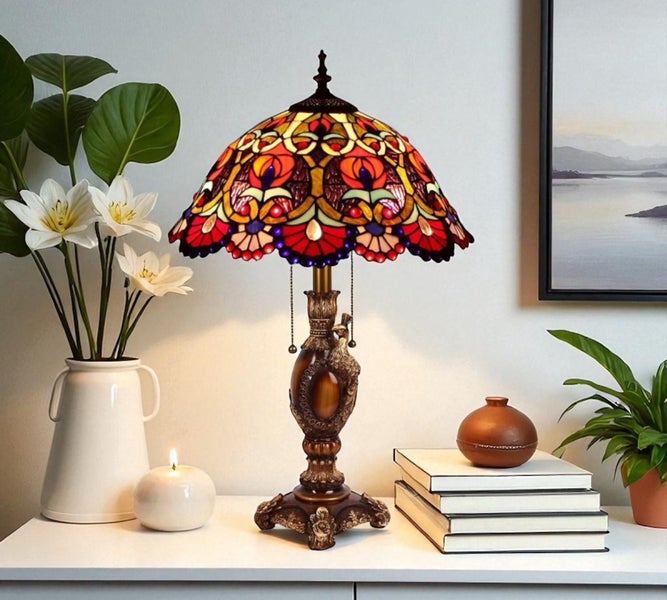 Tiffany Table Lamp (with 16" large 40cm lamp shade) Carousel 2