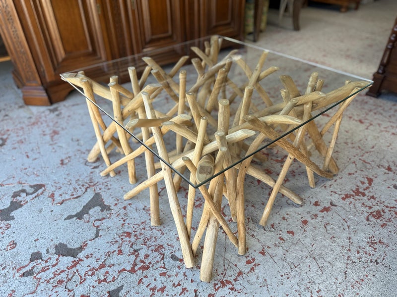 A Decorative Driftwood Glass Topped Coffee Table Carousel 2