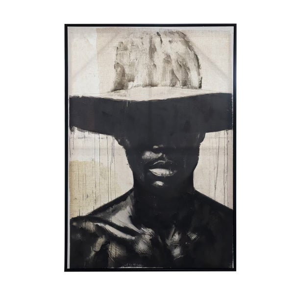 Black Cowboy Hand Painted Framed Canvas Wall Art Carousel 1