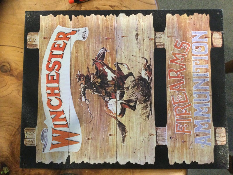 Winchester firearms ammunition tin sign Carousel 1