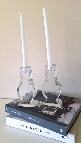 +++ GLASS (2) CANDLE HOLDERS +++ Carousel 2